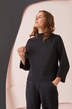 Papu Wide Leg Housut Pitka, Musta