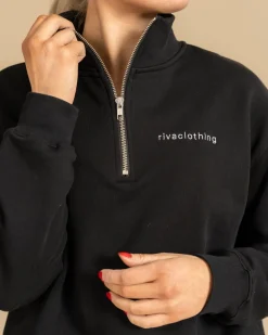 Riva Half-Zip Collegepaita, Musta